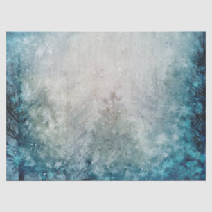 Teal Winter Pine Tree Forest Decoupage Tissue Paper