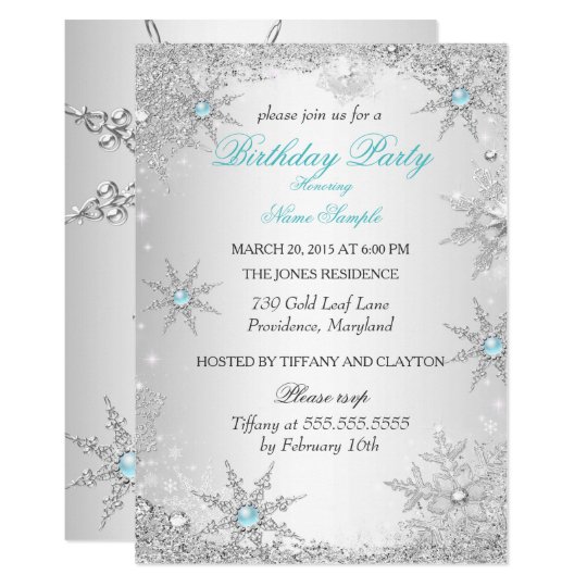 teal winter wonderland birthday party invitation zazzle com winter party invitation template