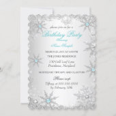 Teal Winter Wonderland Birthday Party Invitation (Front)