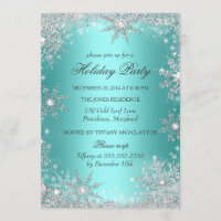 Teal Winter Wonderland Christmas Holiday Party 2 Invitation