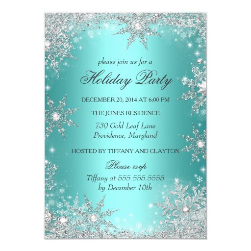 Teal Winter Wonderland Christmas Holiday Party 2 Invite | Zazzle