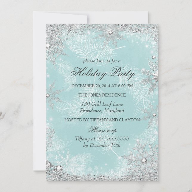 Teal Winter Wonderland Christmas Holiday Party Invitation (Front)