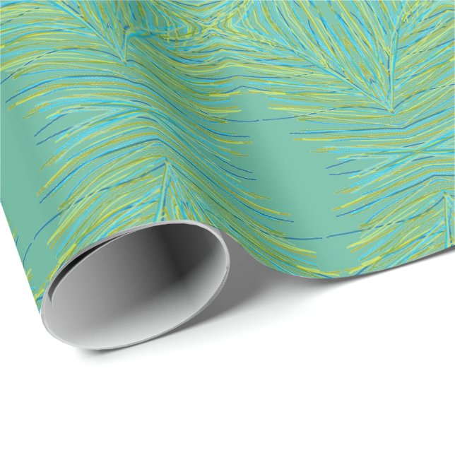 Teal With Blue and Lime Green Wrapping Paper (Roll Corner)