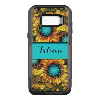Teal With Colorful Sunflowers OtterBox Commuter Samsung Galaxy S8+ Case