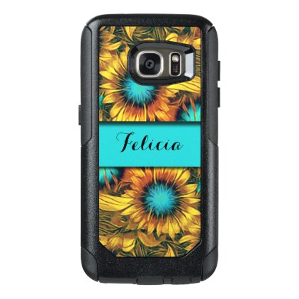 Teal With Colorful Sunflowers OtterBox Samsung Galaxy S7 Case
