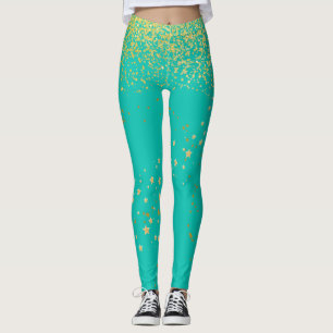 Teal with Gold Accent Leggings