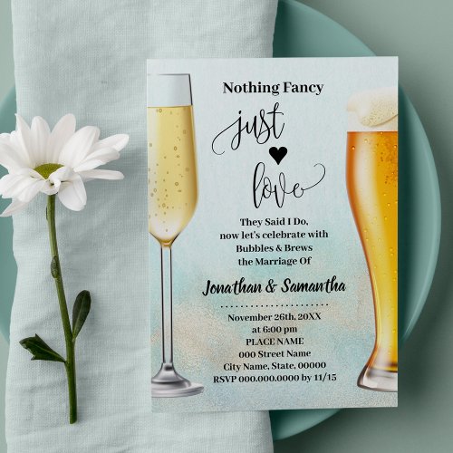 Teal with Gold Bubbles  Brews before I do Shower Invitation