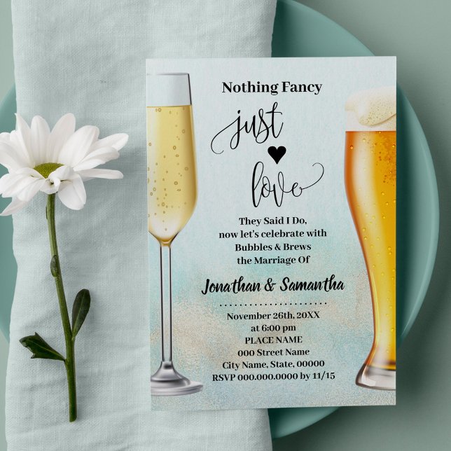 Teal with Gold Bubbles & Brews before I do Shower Invitation (Teal with Gold Bubbles and Brews Couples Shower, Champagne and Beer Beach Wedding)