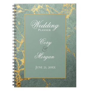 Teal with Gold Marbling Wedding Planner Notebook