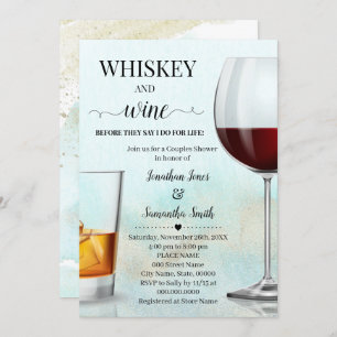 Teal with Gold Whiskey & wine before I do Shower Invitation
