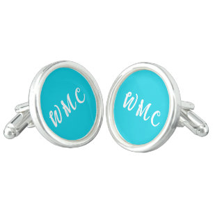 Teal With Initials Cufflinks