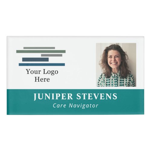 Teal with Logo  ID Photo Employee Name Tag