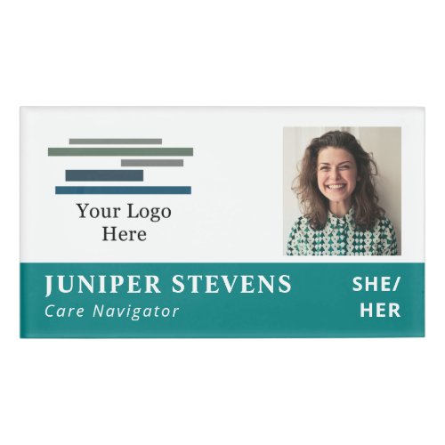 Teal with Logo  ID Photo Employee Pronouns  Name Tag