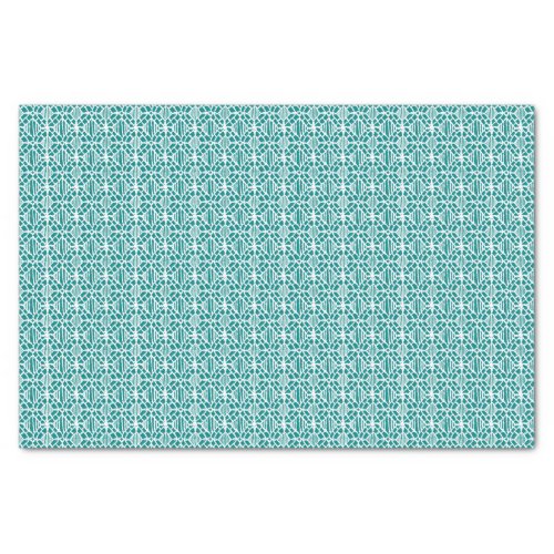 Teal With White Crochet Lace Pattern Tissue Paper