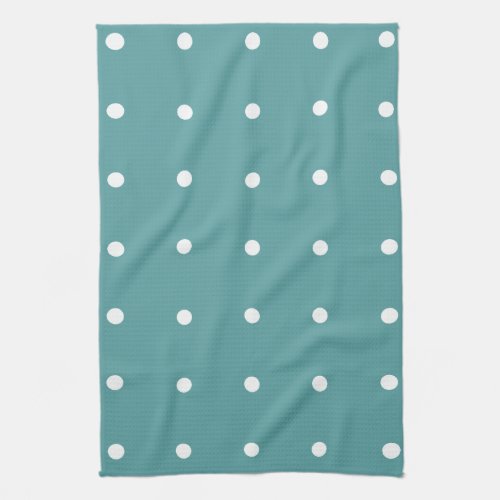 Teal With White Polka Dots Kitchen Towel