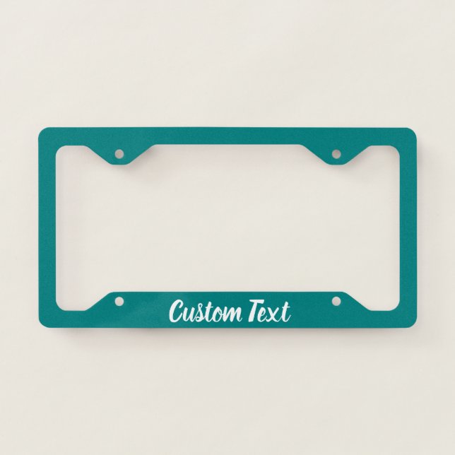 Teal with White Script License Plate Frame (Front)