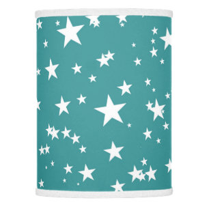 Teal with White Stars Lamp Shade