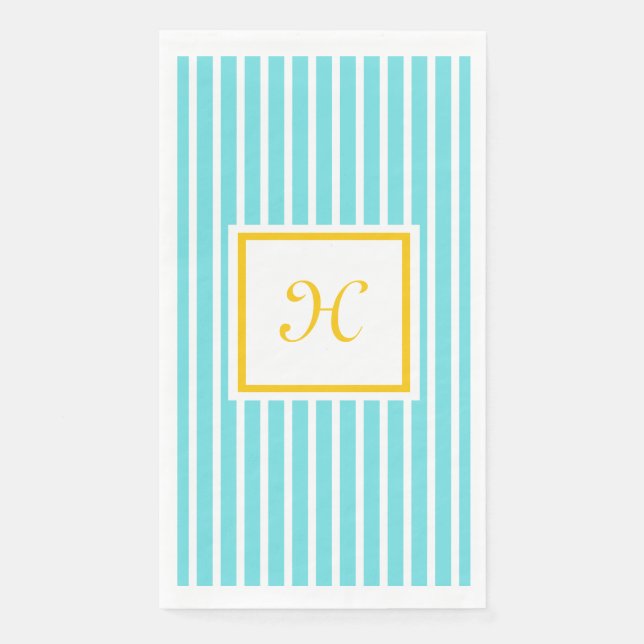 Teal with White Stripes  Paper Guest Towels (Front)