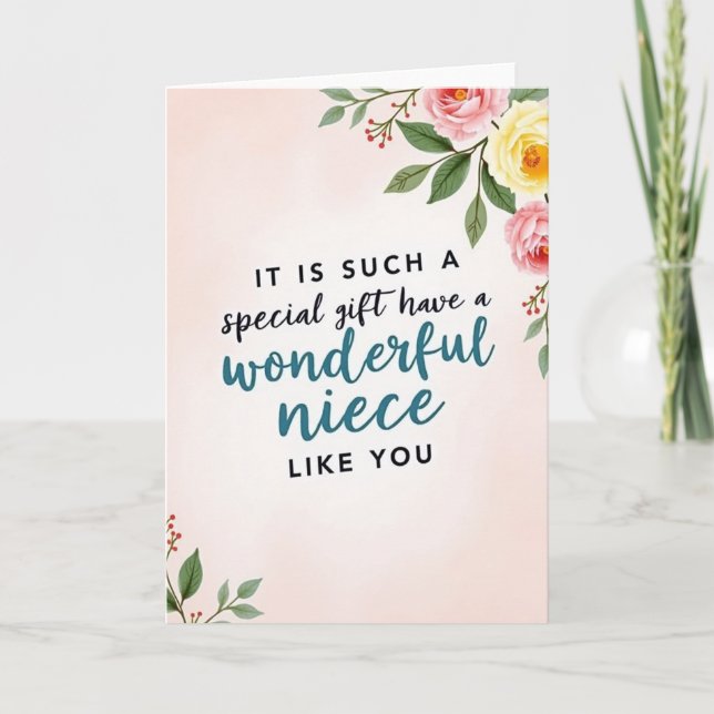 Teal Wonderful Niece Message Card (Front)