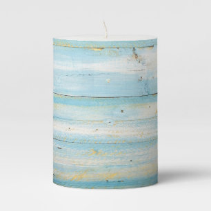 Teal wood beach candle