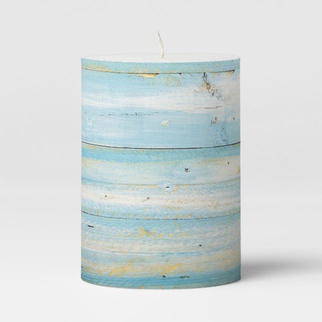 Teal wood beach candle (Front)