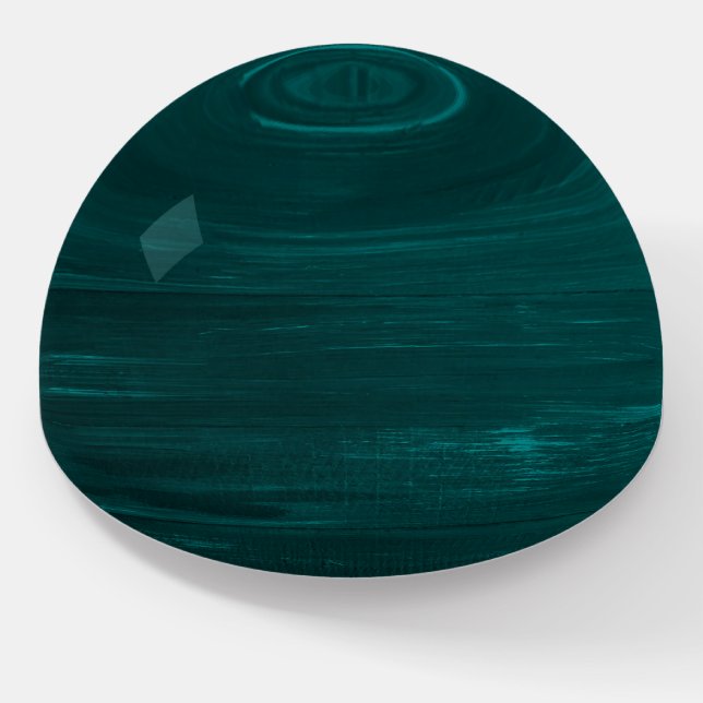Teal wood texture stripes paperweight (Angled)