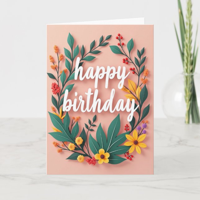 Teal Wreath Birthday Card (Front)