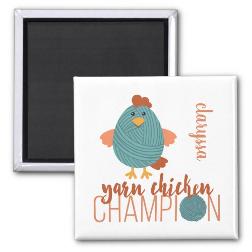 Teal Yarn Chicken Champion Magnet