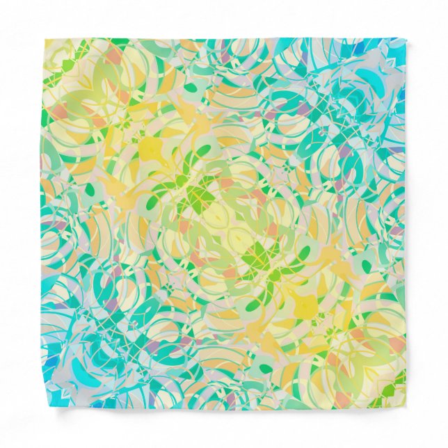  Teal Yellow Abstract  Bandana (Front)