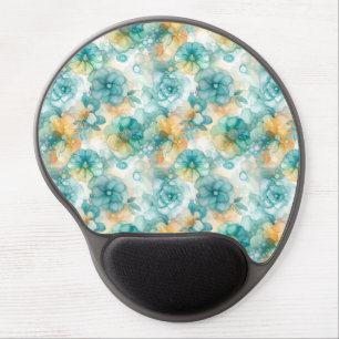 Teal Yellow Alcohol Ink Illustration Gel Mouse Pad