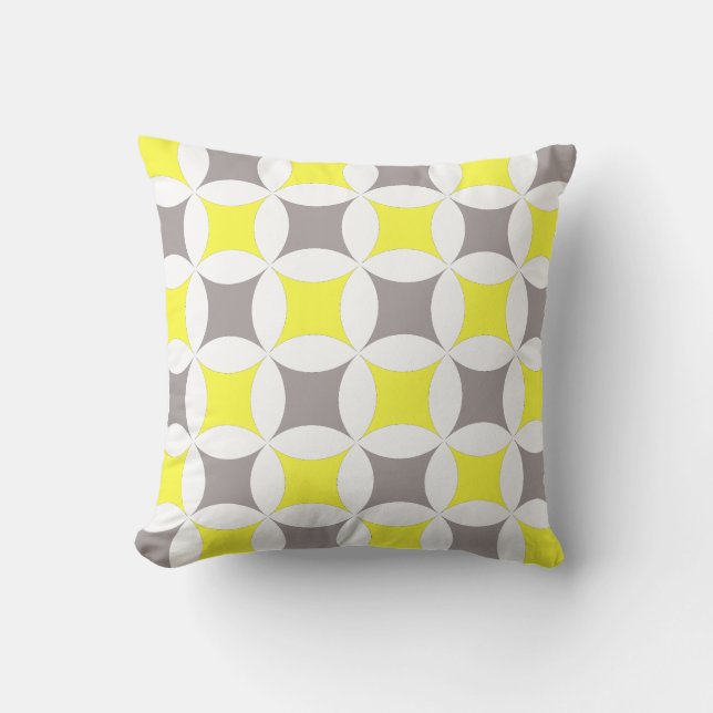 Teal yellow an Gray Pattern Decorative Pillow (Front)