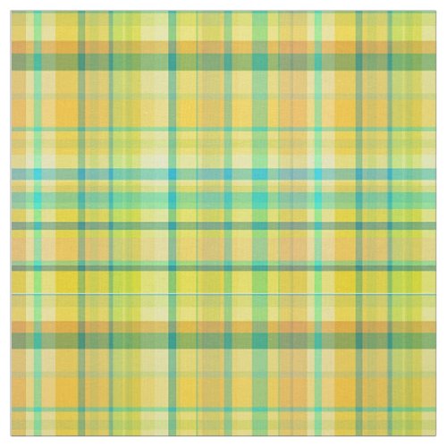 Teal Yellow Aqua Preppy Madras Style Plaid Sz64 Fabric