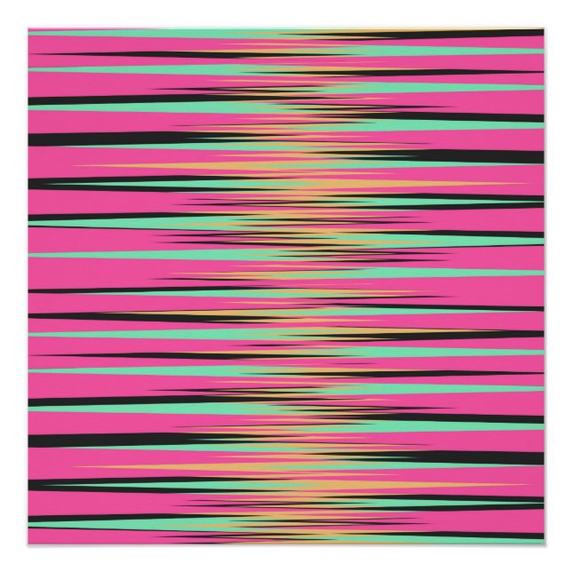 Teal, Yellow, Black, and Pink Stripes Poster (Front)