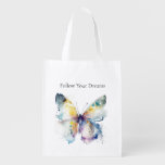 Teal Yellow Butterfly Grocery Bag