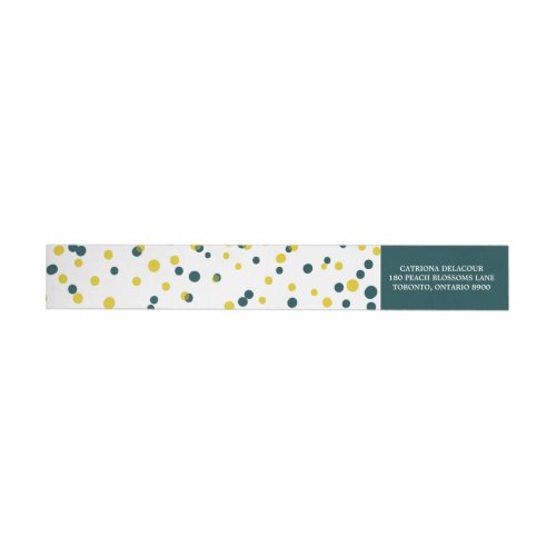 Teal  Yellow Confetti Dots Modern Wrap Around Label