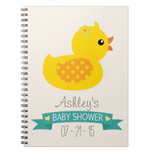 Teal & Yellow Duckling, Duck; Baby Shower Notebook