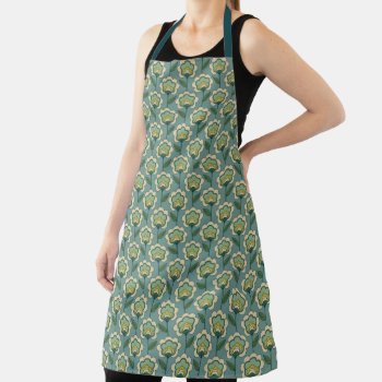 Teal & Yellow Floral Pattern Apron by trendzilla at Zazzle