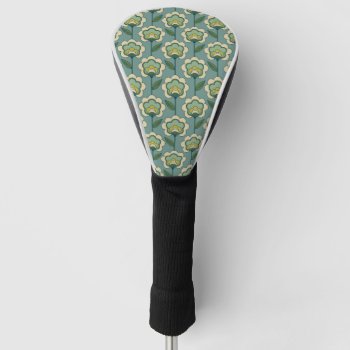 Teal & Yellow Floral Pattern Golf Head Cover by trendzilla at Zazzle