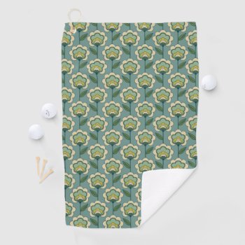 Teal & Yellow Floral Pattern Golf Towel by trendzilla at Zazzle