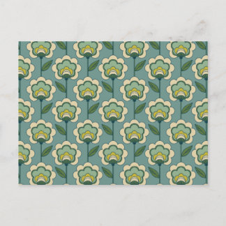 Teal & Yellow Floral Pattern Holiday Postcard