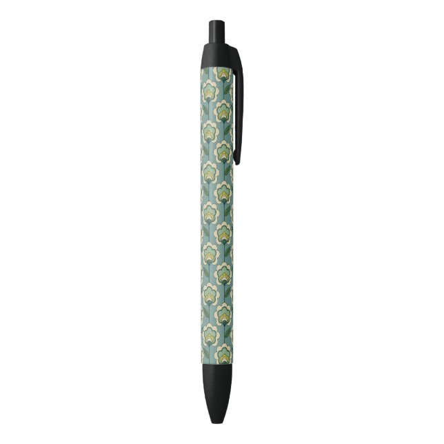 Teal & Yellow Floral Pattern Pen (Bottom (Vertical))