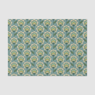 Teal & Yellow Floral Pattern Tissue Paper