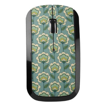 Teal & Yellow Floral Pattern Wireless Mouse by trendzilla at Zazzle
