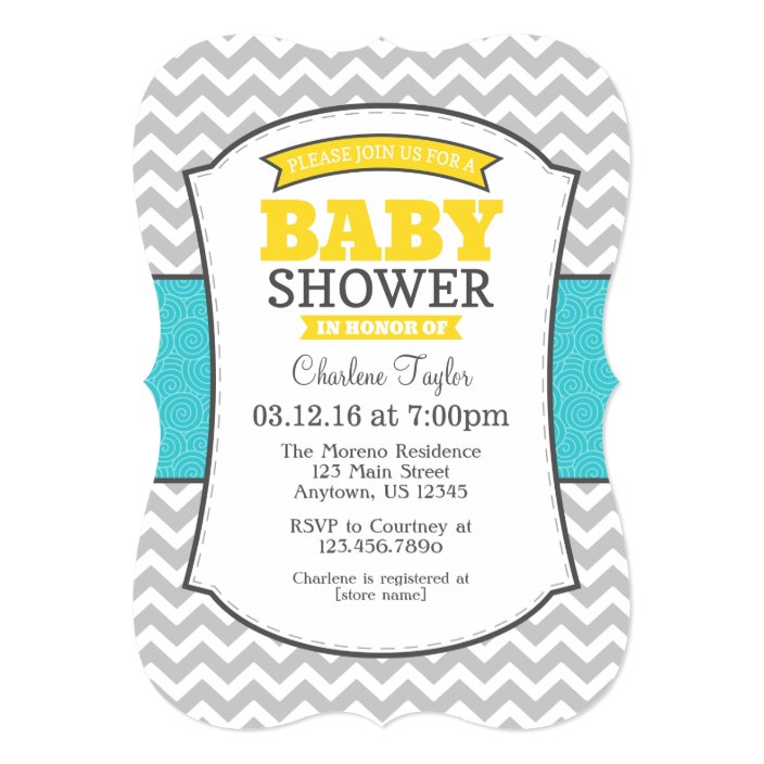 chevron baby shower invitations