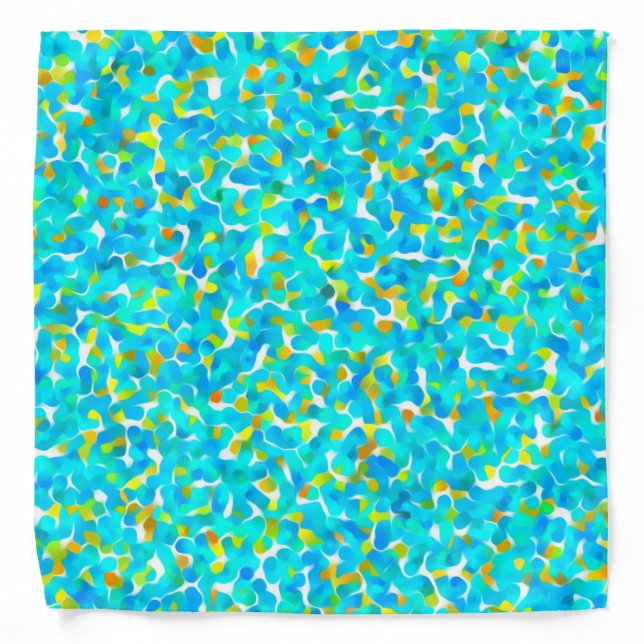 Teal Yellow Green Blue Black Abstract Pattern Bandana (Front)
