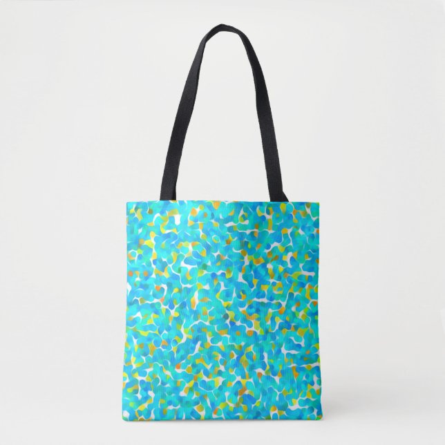 Teal Yellow Green Blue Black Abstract Pattern Tote Bag (Front)