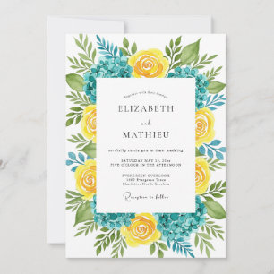 Teal Yellow Lush Summer Wedding Invitation