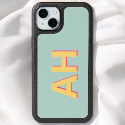 Teal Yellow Pink Monogram Bold iPhone 15 Plus Case