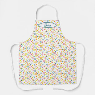 Teal Yellow Pink Orange Circles Dots Apron