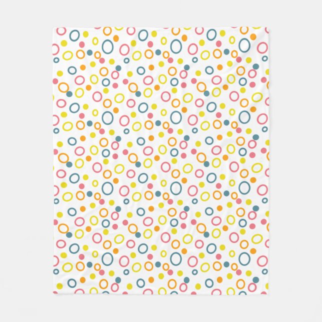 Teal Yellow Pink Orange Circles Dots Fleece Blanket (Front)